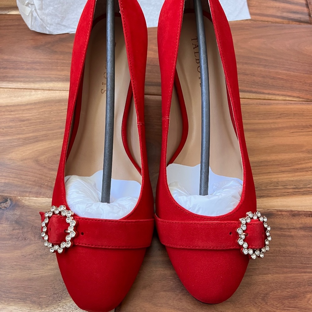 Talbot Red Pop Isa Buckle Heels